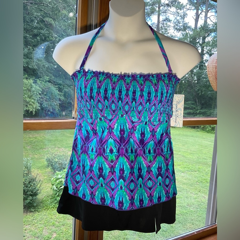 Beach Diva Tankini Bandeau Style Top Size 14 NWT Removable Strap Swim Top